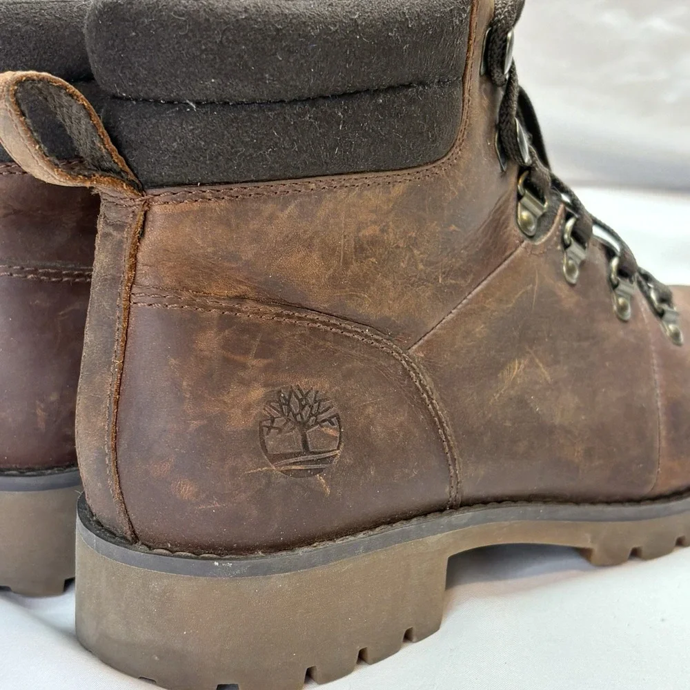 Timberland Boots Womens 7.5 Brown Leather Ellendale Ankle Combat Hiking Lug Sole